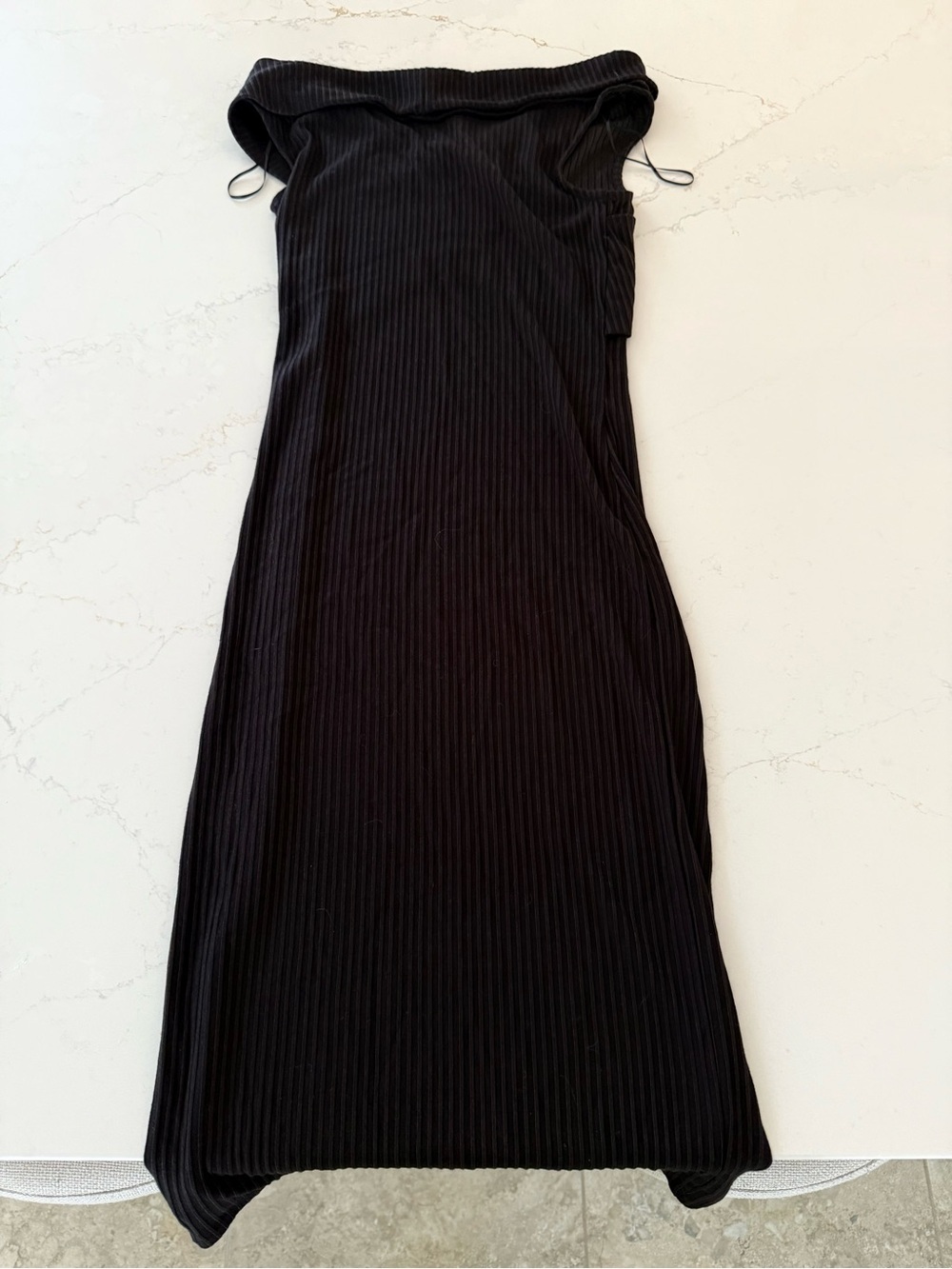 Michael Kors Black Ribbed Crossover Midi Dress - Picture 4 of 5